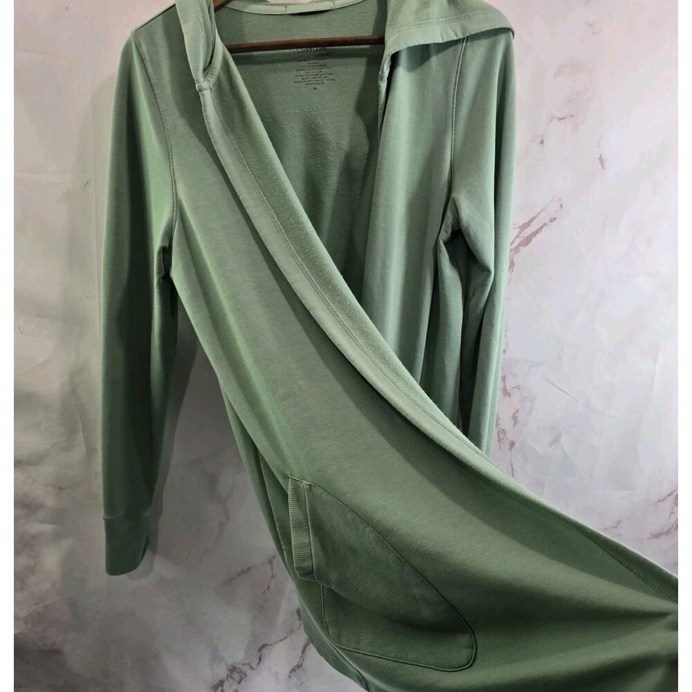 Cuddl Duds Cardigan Women Medium Light Green Hooded Modal Thumb Holes Ultra Soft - Picture 10 of 12